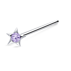 Purple Stone Star Silver Straight Nose Stud NSKA-603